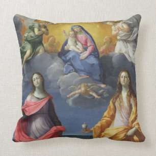 Cojín Decorativo Madonna y niño con St. Lucy y Maria Magdalena