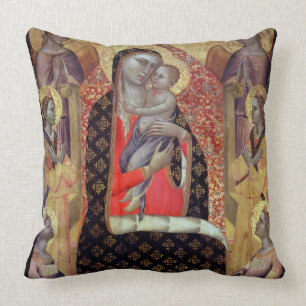 Cojín Decorativo Madonna y niño enthroned con seis ángeles (el