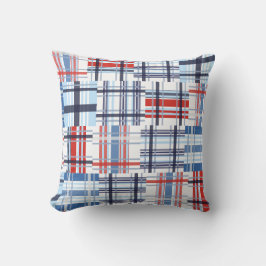 Cojín decorativo Madras Rojo, Blanco y Azul