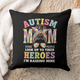 Cojín Decorativo Madre con autismo criando héroe pelo desordenado a