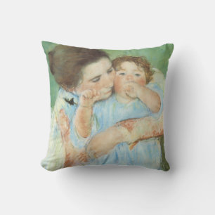 Cojín Decorativo Madre e hijo de Mary Cassatt, Arte fino vintage