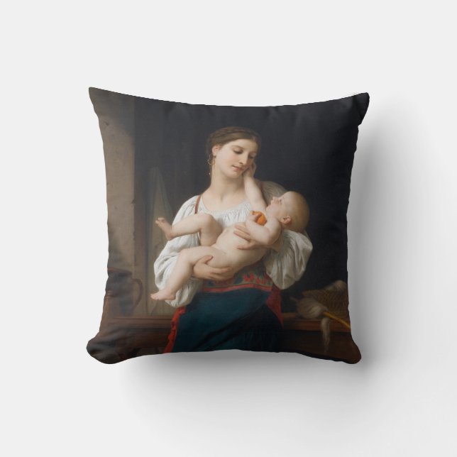 Cojín Decorativo Madre e hijo (por Bouguereau) (Anverso)