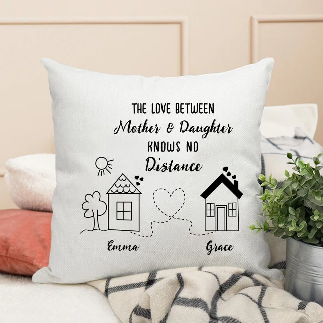 Cojín Decorativo Madre Hija Amor No Sabe Distancia (Mother Daughter Love Knows No Distance Throw Pillow)