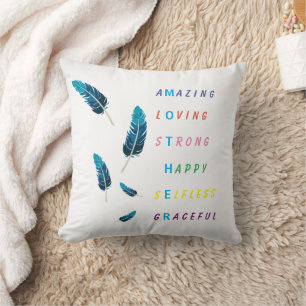 Cojín Decorativo Madre Increíble Cariñosa Fuerte Feliz Plumas