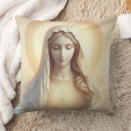 Cojín Decorativo Madre María En Tonos Blancos Suaves