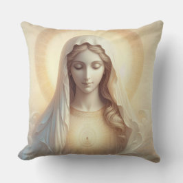 Cojín Decorativo Madre María En Tonos Blancos Suaves