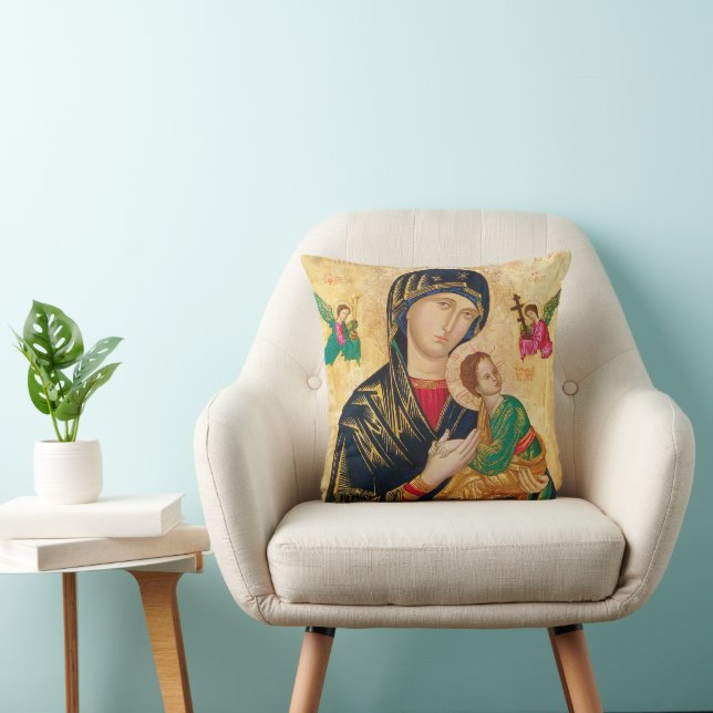 COJÍN DECORATIVO MADRE MARY & BABY JESUS ART PILLOW (Silla)