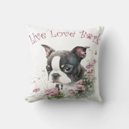 Cojín Decorativo Madre Perra Boston Terrier Floral