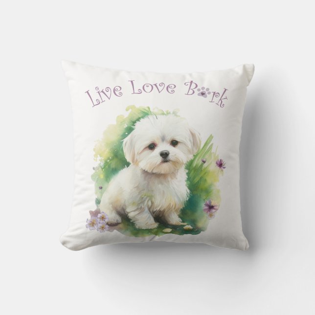 Cojín Decorativo Madre Perro Bichón Floral (Anverso)