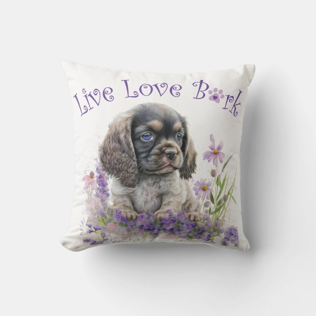Cojín Decorativo Madre Perro Cocker Spaniel Floral (Anverso)