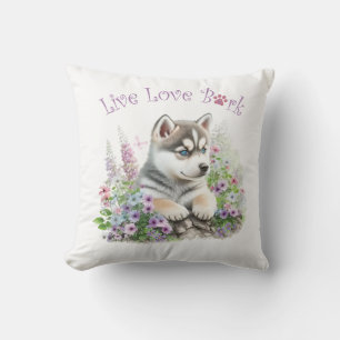 Cojín Decorativo Madre Perro Husky Floral