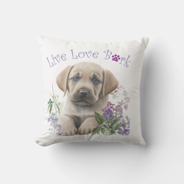 Cojín Decorativo Madre Perro Labrador Floral (Anverso)