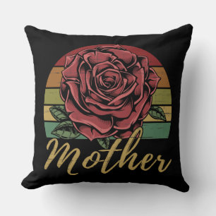 Cojín Decorativo Madre Rosa Roja Retro Angustiada