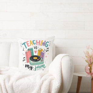 Cojín Decorativo Maestro de Enseñanza Retro Es Mi Placa de Vinilo