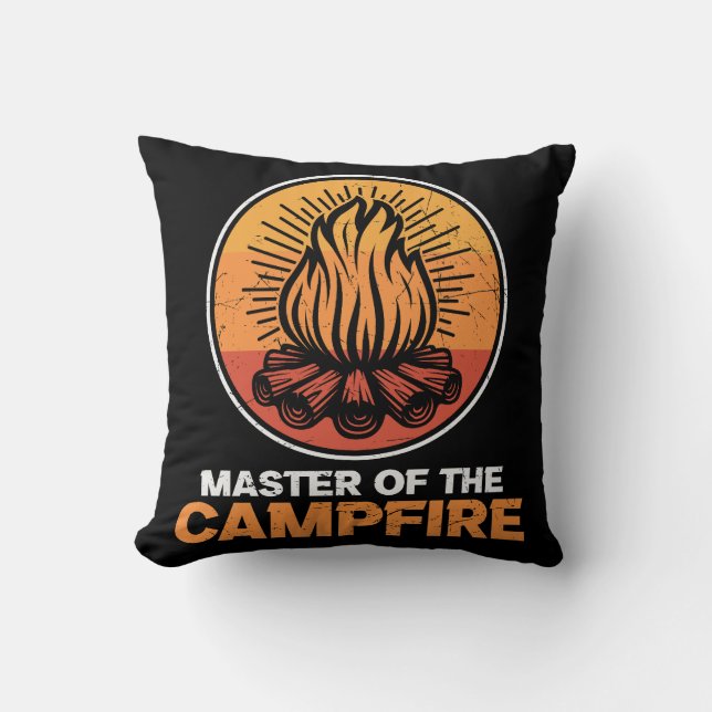 Cojín Decorativo Maestro Del Campfire Gracioso Camping (Anverso)