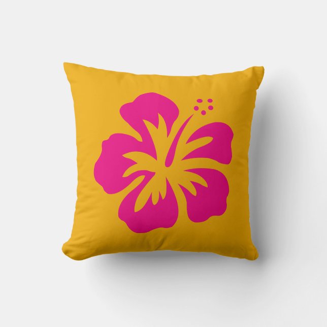 Cojín Decorativo Magenta brillante Hibiscus. (Anverso)