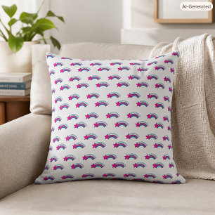 Cojín Decorativo Magenta Caprichosa Estrella Fugaz Colorido Arcoíri