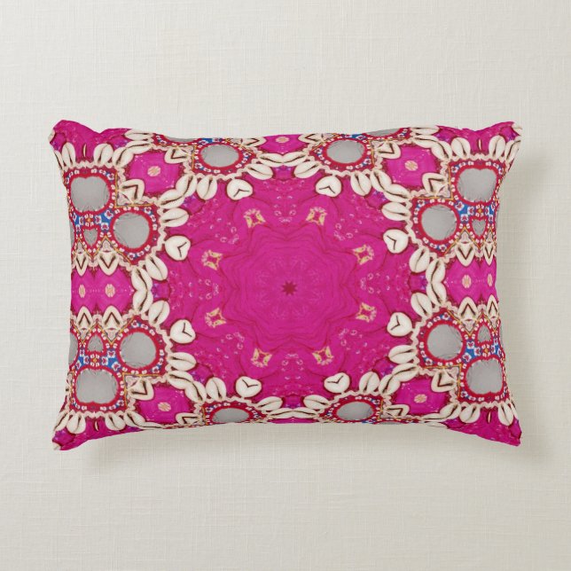 Cojín Decorativo magenta fuchsia tribal hippie gitano bohemio (Anverso)