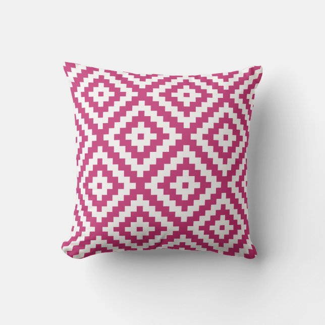 Cojín Decorativo Magenta geométrica azteca (Anverso)