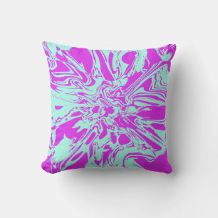 Cojín Decorativo Magenta Mint Swirling Resumen Diseño de Flores