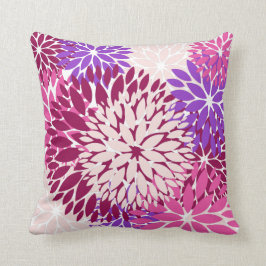 Cojín Decorativo Magenta Peach Burgundy y Dahlias con estilo morado