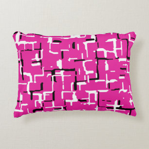 Cojín Decorativo Magenta Púrpura Pink Black White Patrón moderno