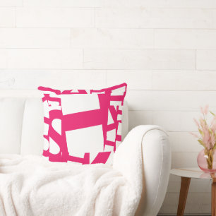Cojín Decorativo Magenta Rosa Moderno Abstracto Geométrico Graffiti