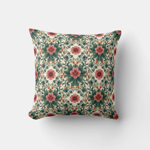Cojín Decorativo Magia de flores boho - en tonos de verde y rosa