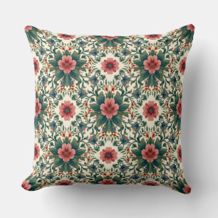 Cojín Decorativo Magia de flores boho - en tonos verdes y rosados