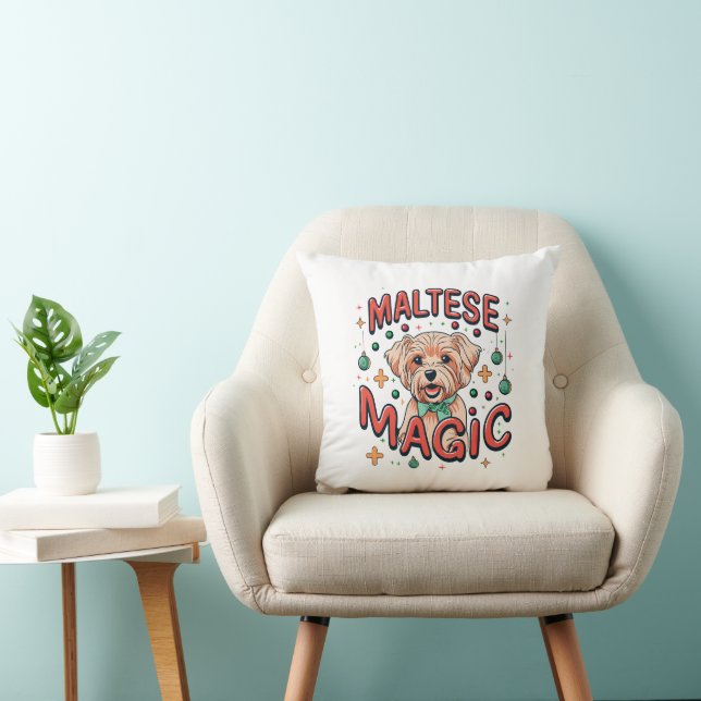 Cojín Decorativo Magia de perros malteses - Navidades al estilo ret (Silla)