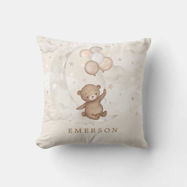 Cojín Decorativo Magia Luna Teddy Bear Globos Nursera Bebé (Anverso)