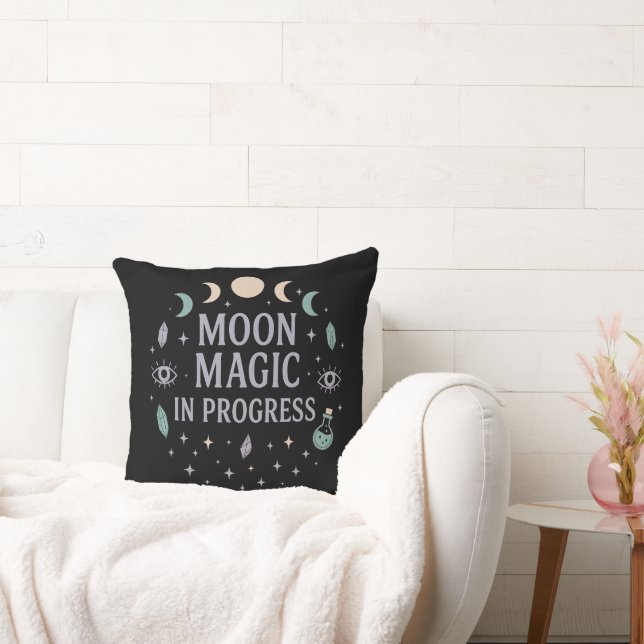Cojín Decorativo Magia Lunar en Progreso Bruja Estrellas Gótico (Sofá)