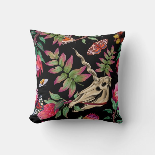 Cojín Decorativo Magical Forest Unicorn Dark Pattern. (Anverso)