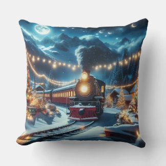 Cojín Decorativo Magical Snowy Christmas Train Winter Scene