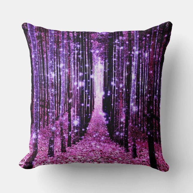 Cojín decorativo : Mágico bosque morado rosado (Anverso)