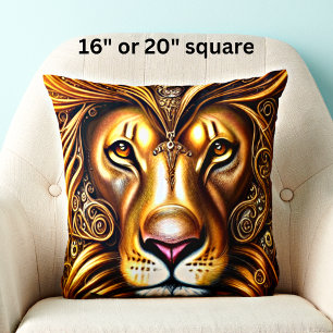 Cojín Decorativo Magnífico León Dorado