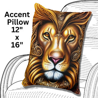 Cojín Decorativo Magnífico León Dorado