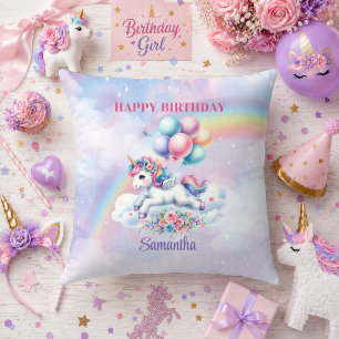 Cojín Decorativo Magnífico Unicornio Pastel Cumpleaños Decorativo