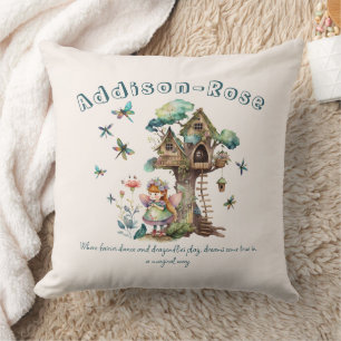 Cojín Decorativo Magnífico Woodland Fairy Dragonfly Treehouse