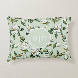 Cojín Decorativo Magnolia Blanca Monograma Moderno