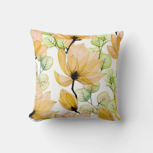 Cojín Decorativo Magnolia Eucalyptus: Impresión Seamless de Acuarel