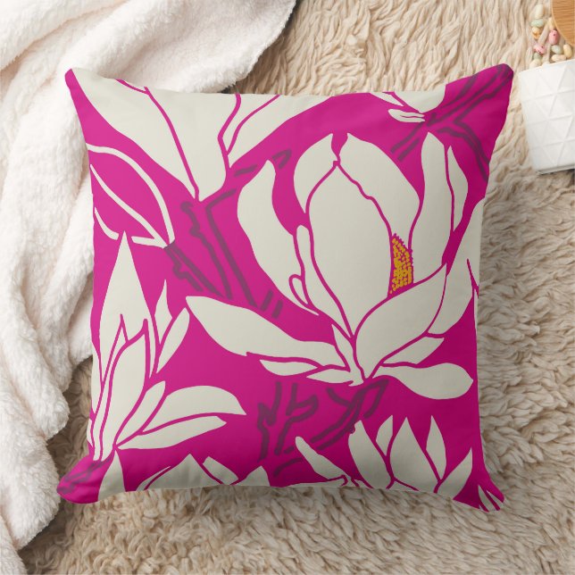 Cojín Decorativo Magnolia floral pattern in fushia (Manta)