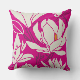 Cojín Decorativo Magnolia floral pattern in fushia