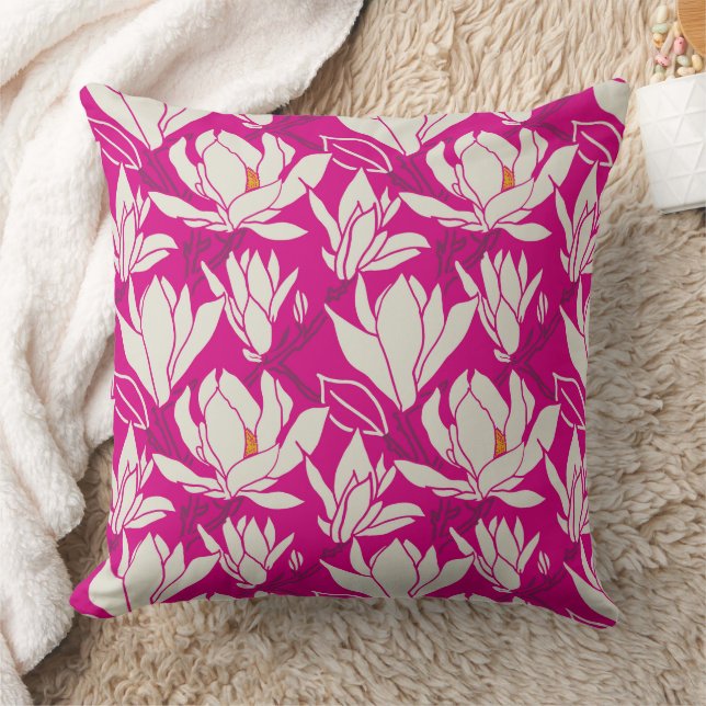 Cojín Decorativo Magnolia floral pattern in fushia (Manta)