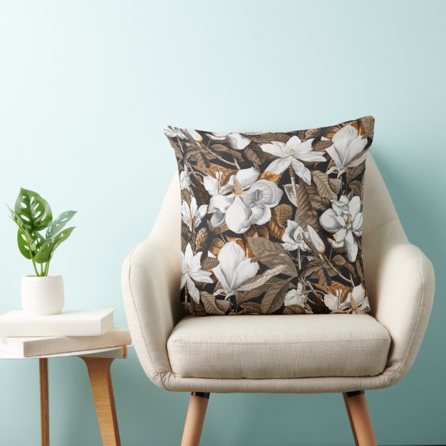 Cojín Decorativo Magnolia Grandiflora Negra (Silla)
