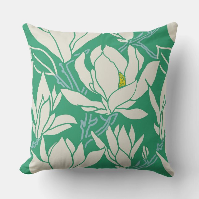 Cojín Decorativo Magnolia graphic in green pattern (Anverso)