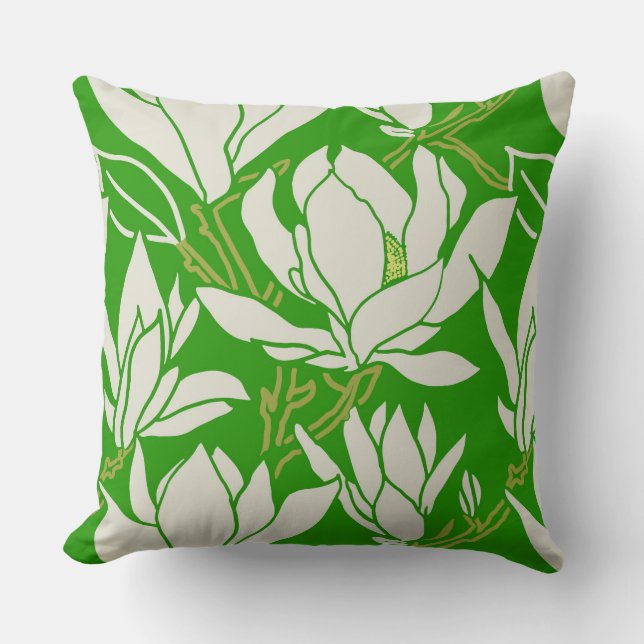 Cojín Decorativo Magnolia graphic in kelly green pattern (Anverso)