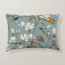 Magnolia Grove with Owls in Duck egg blue