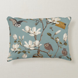 Cojín Decorativo Magnolia Grove with Owls in Duck egg blue