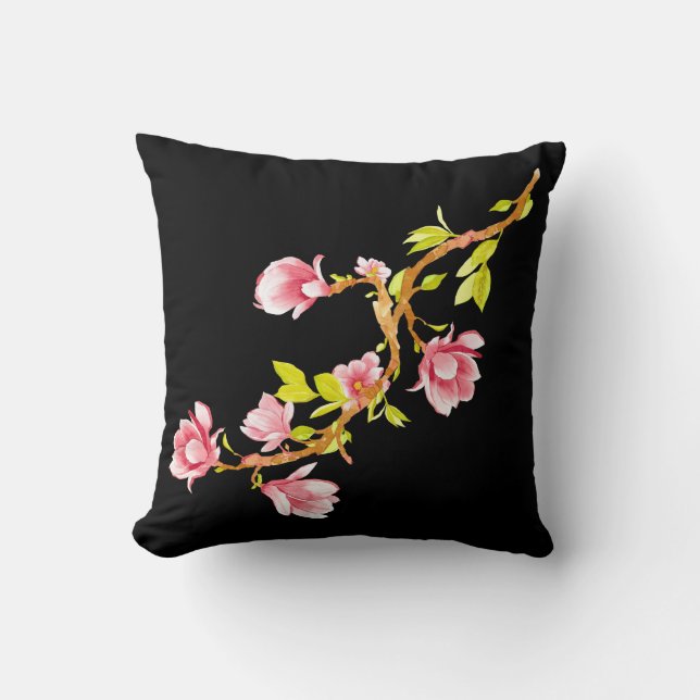 Cojín Decorativo Magnolia Negra (Anverso)